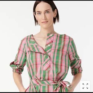 J.Crew Stretch cotton poplin shirtdress with pockets and removable belt